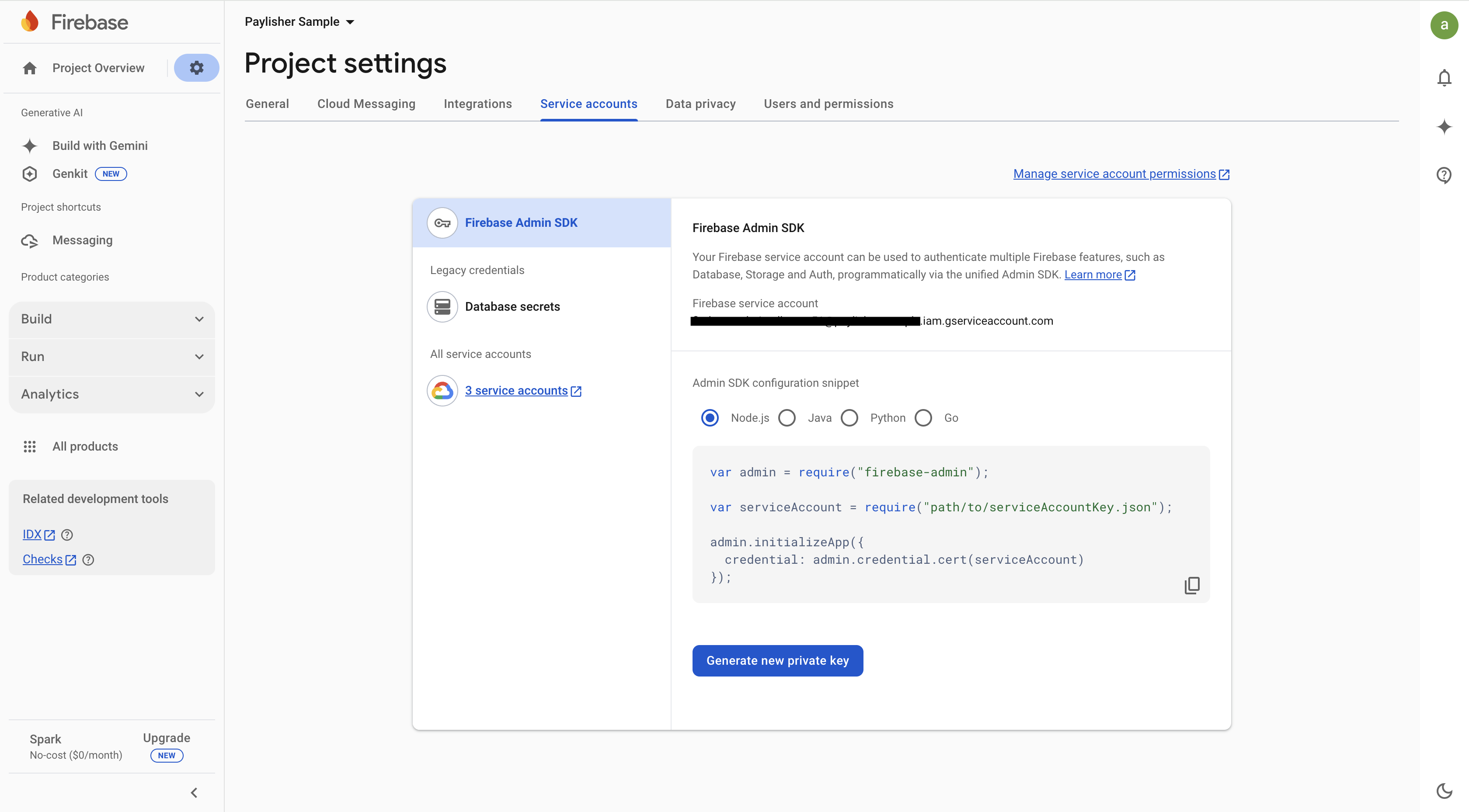 Navigate to Service Accounts Settings